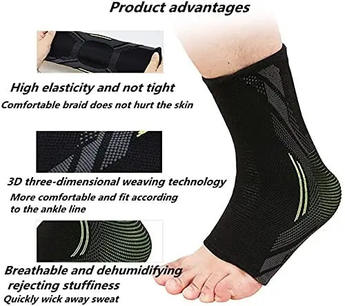 serveuttam Ankle Support Nylon Brace Adjustable Sleeves - Running Compression Foot Brace For Men Women|Ankle Binder Pain Relief For Ankle Sprained (Blue, L)