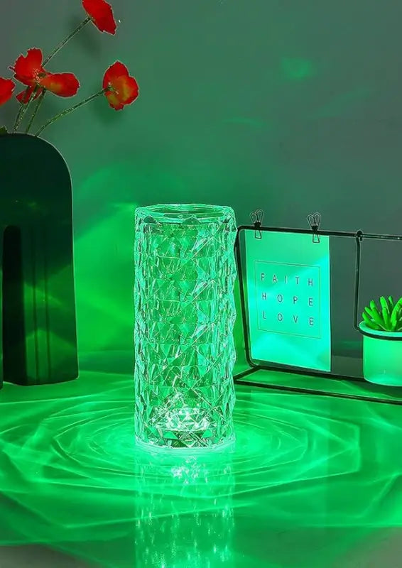 Rechargeable Crystal Diamond Table Lamp with Touch Control & Remote | USB LED Night Lamp for Bedroom, Living Room & Home Décor