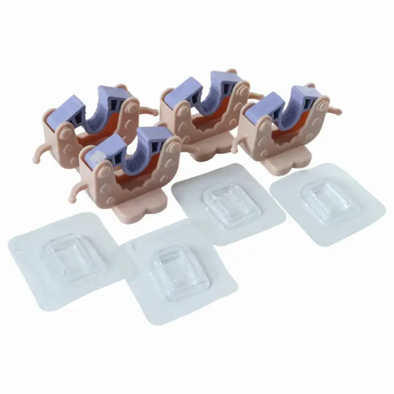 Wall Mounted Broom & Mop Holder Clips with Strong Adhesive for Home Organization (4 Pc Set)
