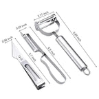 3 in 1 Stainless Steel Vegetable & Fruit Peeler Set with Julienne Slicer and Cutter Multipurpose Kitchen Peeling Tool (3 Pcs Set)
