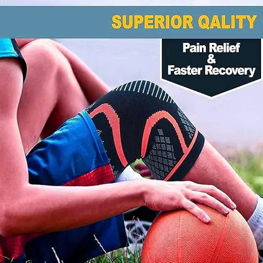 Knee Sleeve, 1 pair Compression Fit Support -for Joint Pain and Arthritis Relief, Improved Circulation Compression - Wear Anywhere (Black,Red)