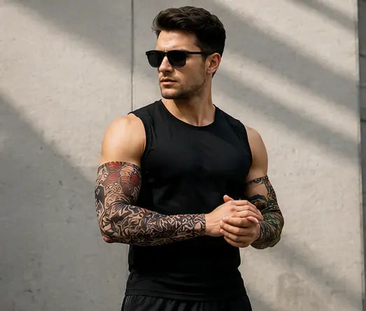 Fake Tattoo Printed Arm Sleeves – Stretchable UV Protection Arm Cover (6 Pairs)