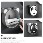 Plastic cute panda soap box wall mounted flip-top drain soap case | no drilling, waterproof - Durable Plastic