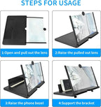 8 Inch 3D HD Mobile Screen Magnifier with Foldable Stand Phone Screen Expander Amplifier for Movies Videos Gaming (Multicolor)