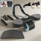 Abdominal Wheel Roller Widened Elbow Support Roller with Timer & Skipping Rope (1 Set)