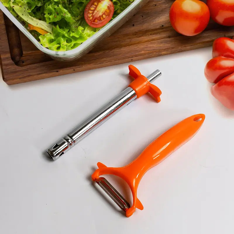 2-in-1 Kitchen Combo Set Stainless Steel Gas Lighter & Vegetable Peeler (2 Pc Set)
