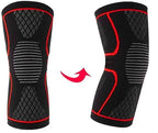 Knee Sleeve, 1 pair Compression Fit Support -for Joint Pain and Arthritis Relief, Improved Circulation Compression - Wear Anywhere (Black,Red)