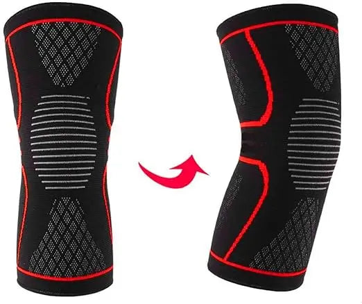 Knee Sleeve, 1 pair Compression Fit Support -for Joint Pain and Arthritis Relief, Improved Circulation Compression - Wear Anywhere (Black,Red)